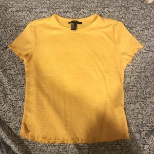 Small honey yellow ribbed t-shirt from Forever 21
